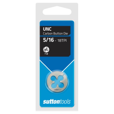 BUTTON DIE CARDED CHROME UNC 8-32 X 1 INCH O.D - SUTTON 